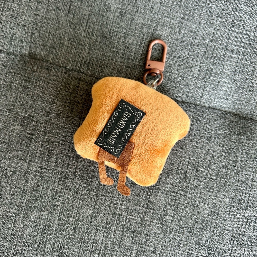 Handmade Cute Toast Plush Purse or Backpack Charm, Tan, Cream - Picture 3 of 10